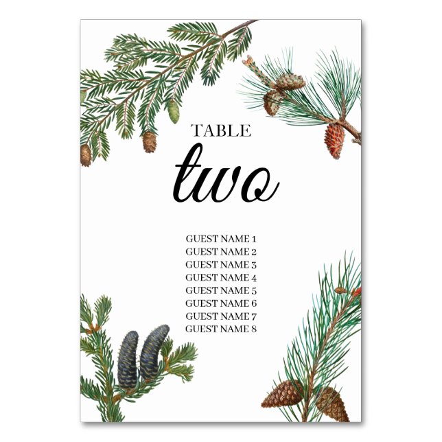 Numéro De Table Pins rustiques Mariage de verdure forestière (Par défaut)