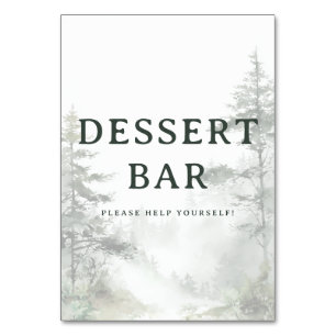 Numéro De Table Pins sereins peints à l'aquarelle sur fond vert