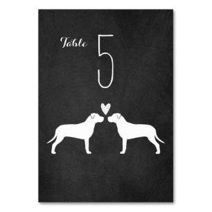 Numéro De Table Pit Bull Silhouettes Chien race Mariage Réception