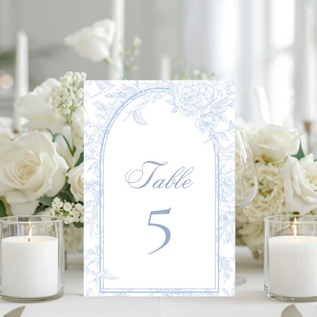 Numéro De Table Pivoine Bleue Arch Victorian Classique Mariage Bla (Créateur téléchargé)