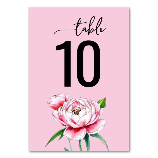 Numéro De Table Pivoine Botanique Rose Sophistiquée (Par défaut)