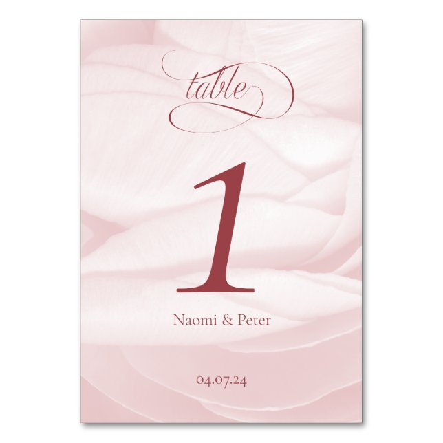 Numéro de table pivoine calligraphie Mariage (Par défaut)