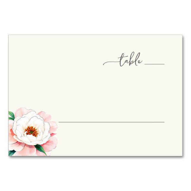 Numéro De Table Pivoine Sérène Aquarelle Rose (Devant)
