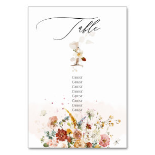 Numéro De Table PixDezines Aquarelle Automne Fleurs de Jardin