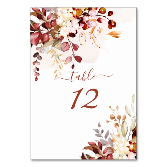 Numéro De Table PixDezines aquarelle gomme d'automne Eucalyptus (Par défaut)