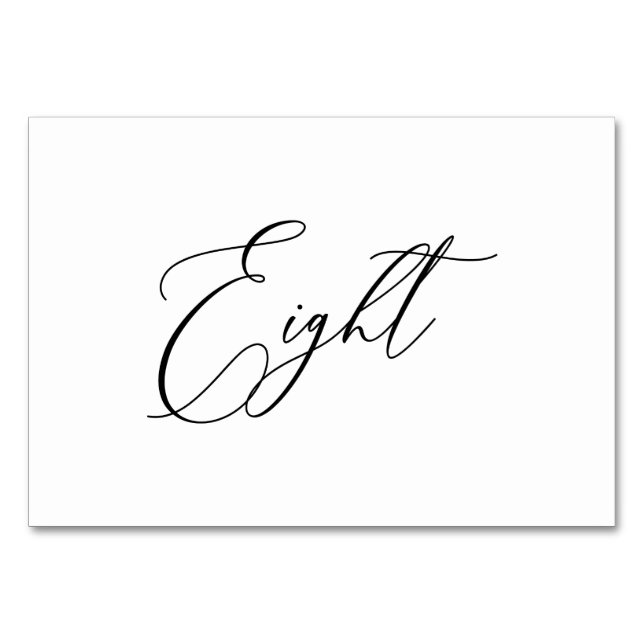 Numéro De Table PixDezines Élégant Calligraphie Romantique Huit 8 (Devant)