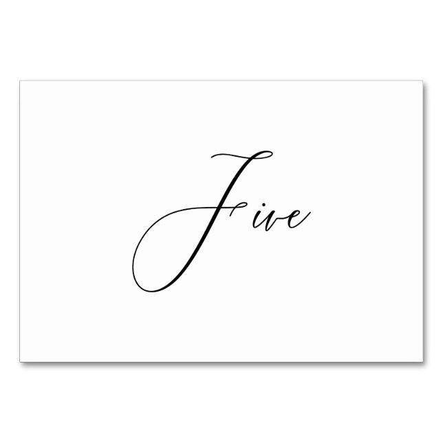 Numéro De Table PixDezines Élégante Calligraphie Romantique Cinq 5 (Devant)