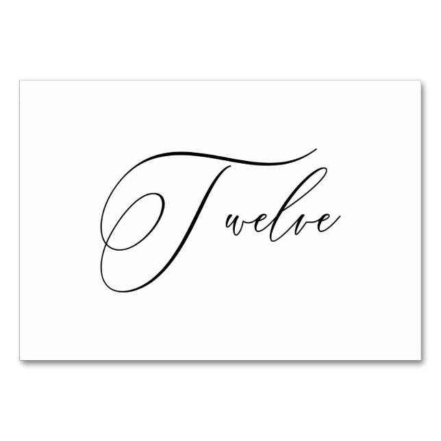Numéro De Table PixDezines Élégante Calligraphie Romantique Douze  (Devant)