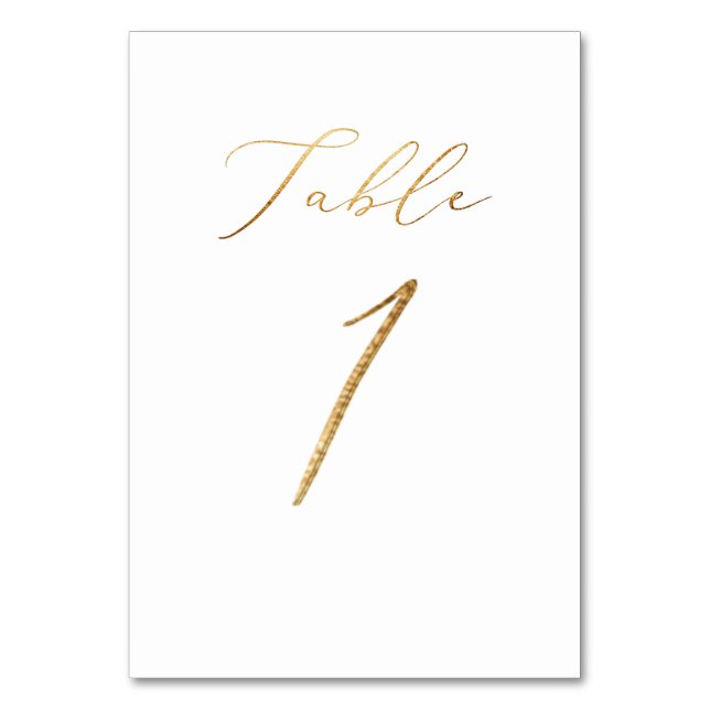 Numéro De Table PixDezines Faux Gold Elegant Calligraphie No 1+ (Par défaut)