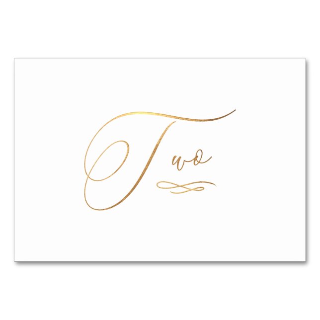 Numéro De Table PixDezines Faux Or Calligraphie Romantique Deux 2 (Devant)