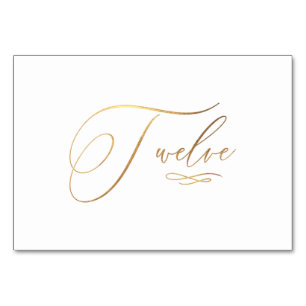 Numéro De Table PixDezines Faux Or Calligraphie Romantique Douze