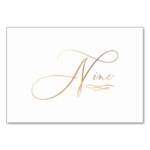 Numéro De Table PixDezines Faux or romantique calligraphie Neuf 9