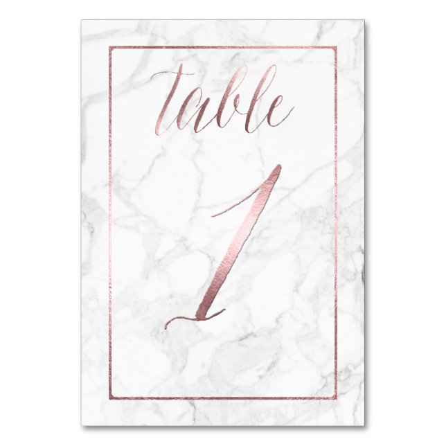 Numéro De Table PixDezines Faux Rose Gold/Table No 1+/Marble (Par défaut)