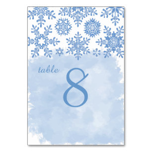 Numéro De Table PixDezines flocons de neige/polices bleu placide/d