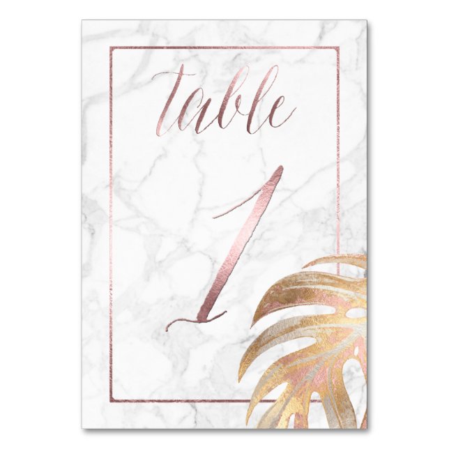Numéro De Table PixDezines Monstera Faux Or/Table N°1+/Marbre (Par défaut)