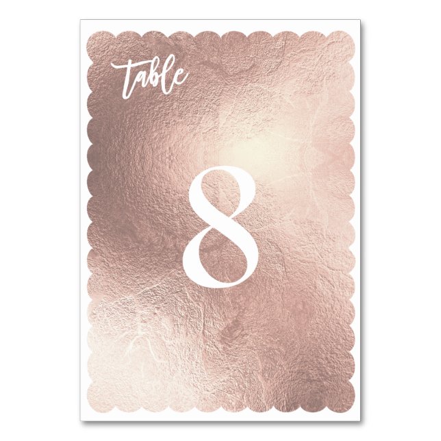Numéro De Table PixDezines Rose de pétoncle Faux Gold/Table No. (Dos)
