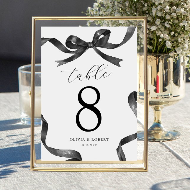 Numéro De Table Places assises de mariage à ruban noir (Créateur téléchargé)