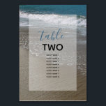Numéro De Table Plage balnéaire & Sable Mariage Noms des invités<br><div class="desc">Cette conception de plage dispose d'un littoral sablonneux. Le cadre pittoresque mêle océan bleu, vagues brisantes blanches et sable doré. Le texte est élégamment encadré d'un simple arrière - plan blanc opaque. Il s'agit de la destination parfaite de la plage conception de mariage idéal pour un mariage d'été ou de...</div>