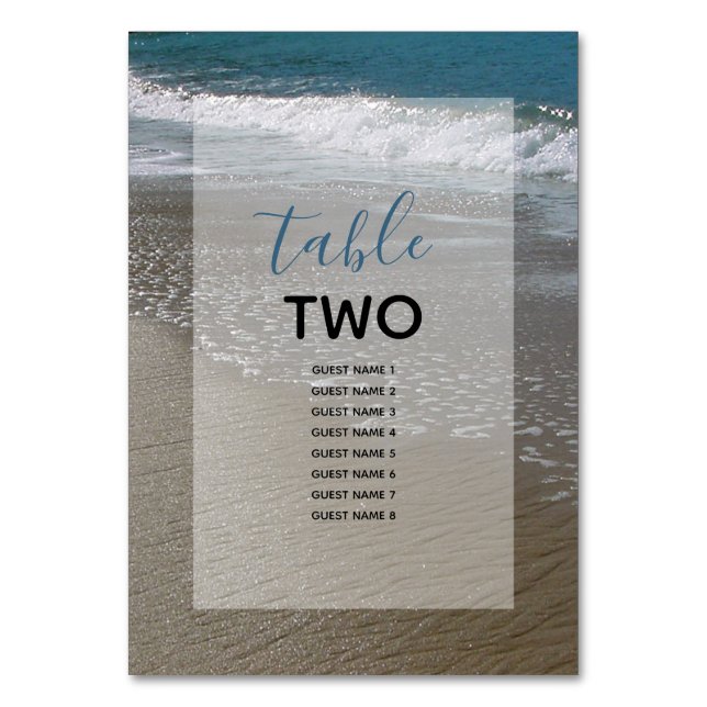Numéro De Table Plage balnéaire & Sable Mariage Noms des invités (Par défaut)
