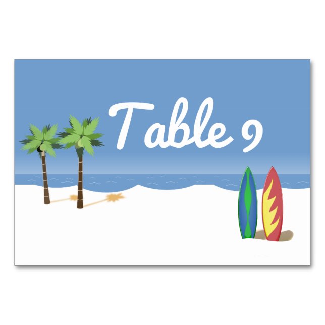 Numéro De Table Plage du Surf d'Aloha (Devant)