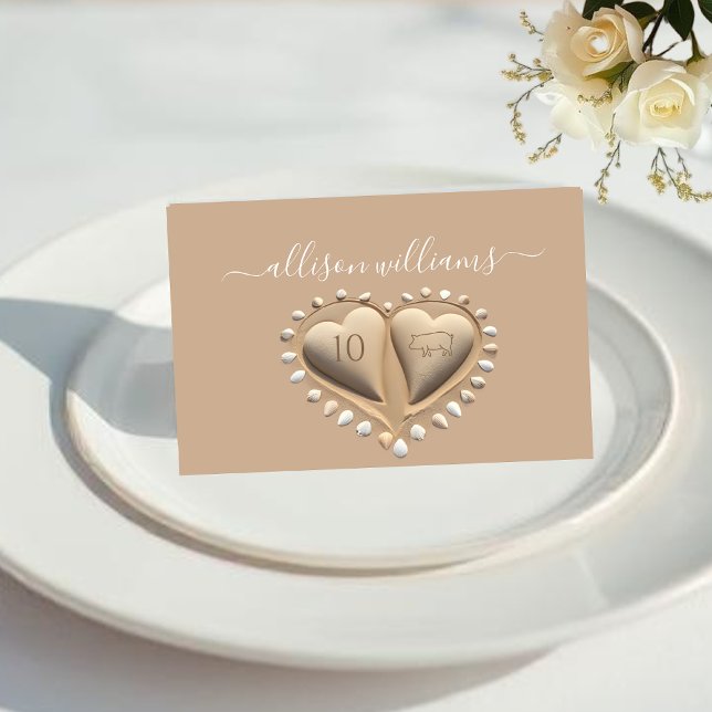 Numéro De Table Plage Mariage Sable Coeurs-Place Cartes-Icônes de  (Beach Wedding Sand Hearts-Place Cards-Meal Icons Table Number )