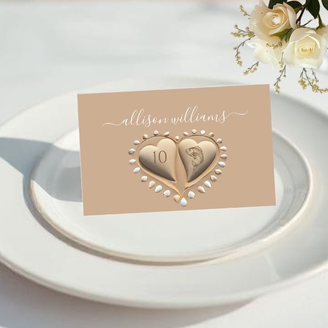 Numéro De Table Plage Mariage Sable Coeurs-Place Cartes-Icônes de  (Beach Wedding Sand Hearts-Place Cards-Meal Icons Table Number fish)