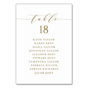 Numéro De Table Plan de mariage minimaliste Gold