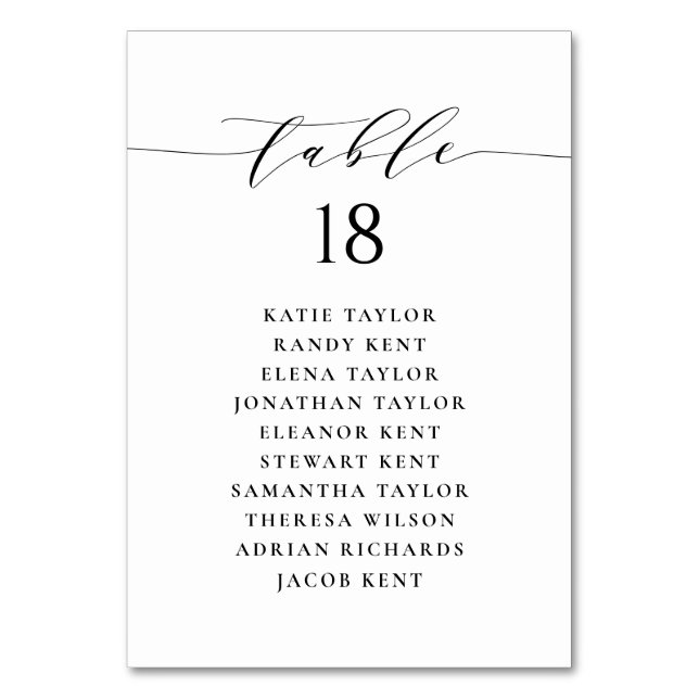 Numéro De Table Plan de siège du Mariage de script minimaliste noi (Par défaut)