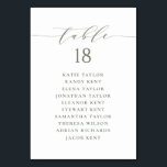 Numéro De Table Plan de siège du Mariage de script minimaliste ver<br><div class="desc">Ajoutez une touche de charme à votre événement grâce à nos cartes de sièges personnalisables, conçues avec un magnifique script lunatique. Parfaites pour les mariages, les fêtes ou tout rassemblement spécial, ces cartes vous guideront avec style vers vos sièges. Customisez chaque carte de séjour taupe verte avec les noms d’invités...</div>