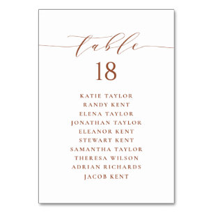 Numéro De Table Plan de siège Mariage de script minimaliste en ter