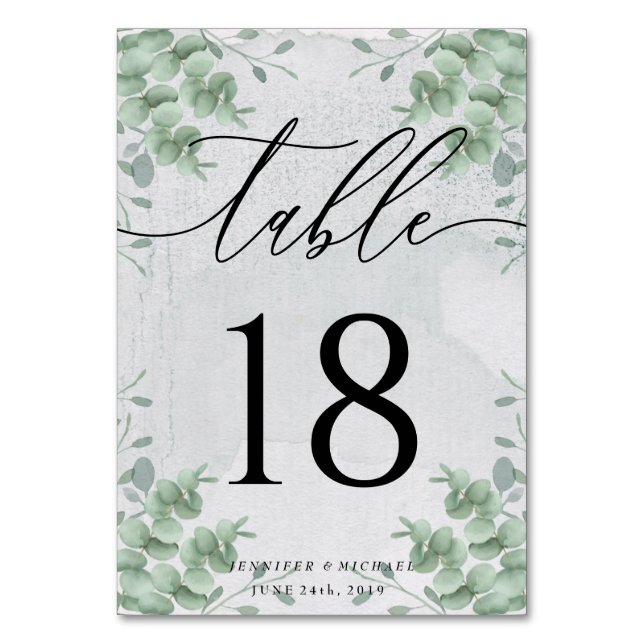 Numéro De Table Plan de siège simple et propre Eucalyptus Signatur (Par défaut)