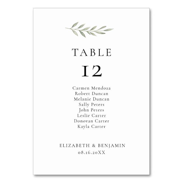 Numéro De Table Plan de table de mariage à branche d'olive minimal (Par défaut)