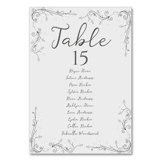 Numéro De Table Plan de table de mariage à la script fantaisiste d (Dos)
