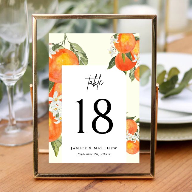 Numéro De Table Plan de table de mariage bohème abstrait jardin or (Boho abstract orange table numbers guide guests while adding warm, artistic wedding charm.)