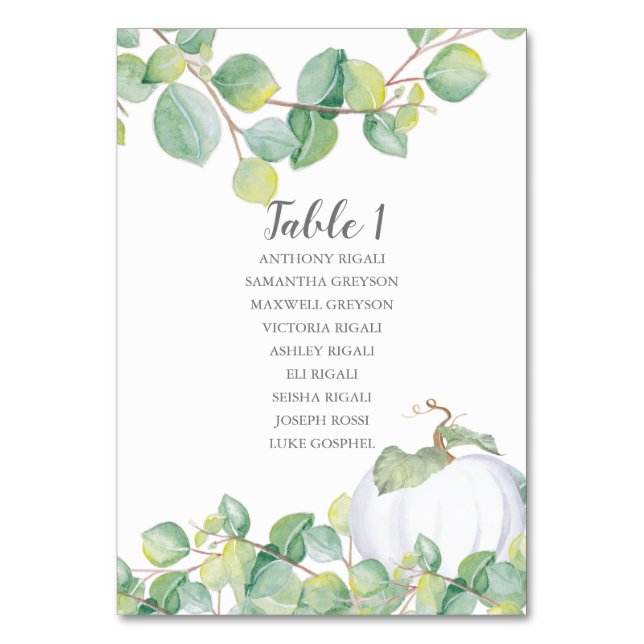Numéro De Table Plan de table de Mariage Citrouille aquarelle (Par défaut)