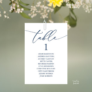 Numéro De Table Plan de table de mariage élégant bleu marine