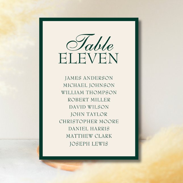 Numéro De Table Plan de table de mariage Emerald Old Money (Créateur téléchargé)