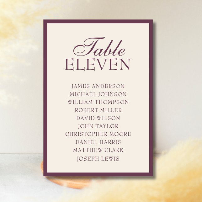 Numéro De Table Plan de table de mariage Fig Old Money (Créateur téléchargé)