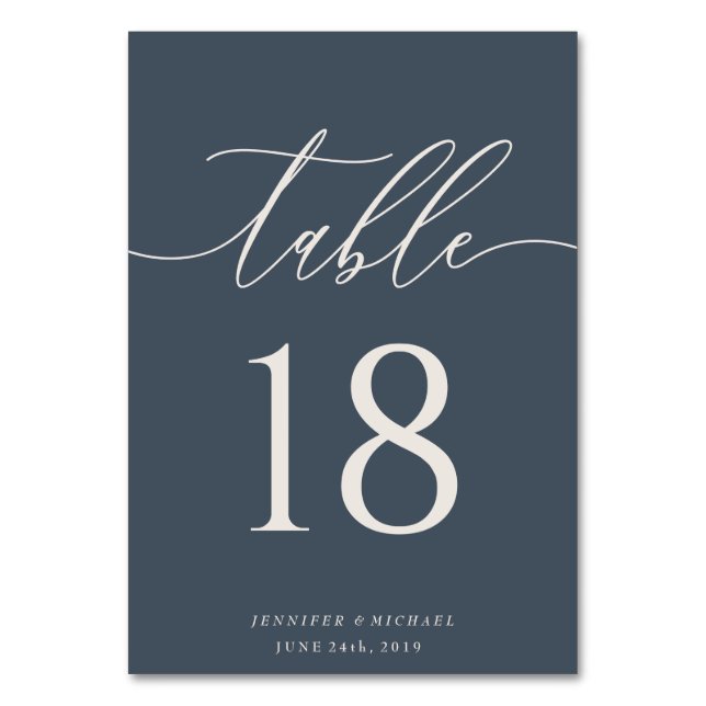 Numéro De Table Plan de table de mariage signature Navy (Par défaut)