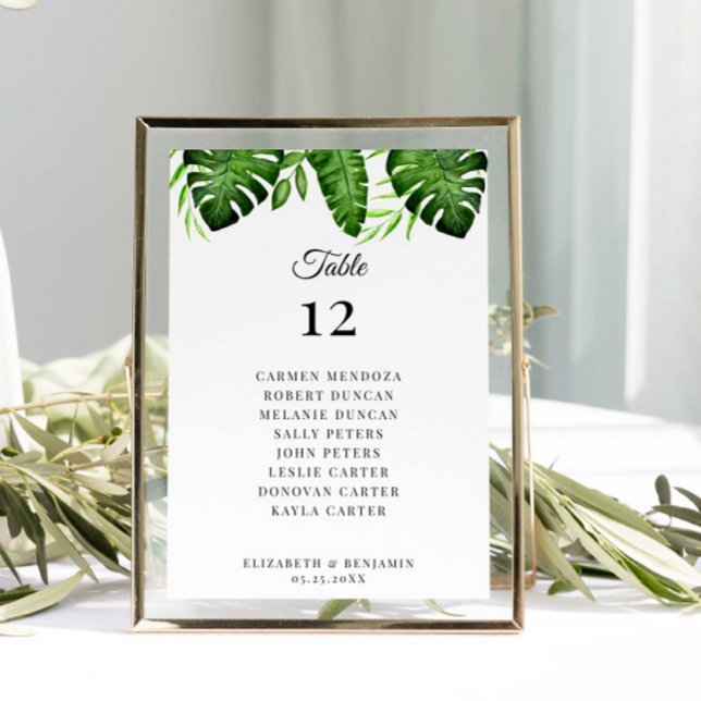 Numéro De Table Plan de table de mariage Table végétation tropical (Créateur téléchargé)