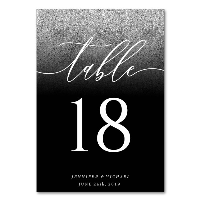 Numéro De Table Plan de table simple moderne argent pailleté signa (Par défaut)