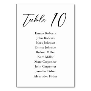 Numéro De Table Plan minimaliste de Mariage de script
