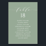 Numéro De Table Plan minimaliste de Mariage vert de la taille de s<br><div class="desc">Plan personnalisé des sièges de numéro de table. Il présente un script vert sage et lunatique et une typographie classique. Personnalisez en ajoutant vos propres détails. Ce plan minimaliste de table est parfait pour les mariages,  les baby showers,  les douches nuptiales,  les anniversaires,  et bien plus encore.</div>