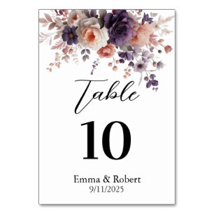 Numéro De Table Plan minimaliste de Rose de script Mariage