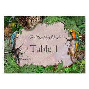 Numéro De Table Plantes et animaux de la jungle sauvage