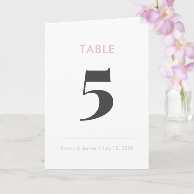 Numéro de table plié rose | Blush Ampersand (Orchidée)