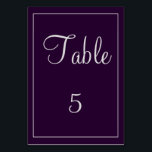 Numéro De Table Plum et Silver Classy<br><div class="desc">Une carte de table de classe qui est vraiment extraordinaire,  cet article présente un design prune et argent en utilisant facilement le modèle. Le texte peut être customisé ainsi que la couleur de la carte de table et du carré.</div>