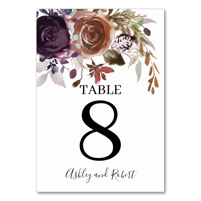 Numéro De Table Plum violet et Mariage de fleurs d'or (Par défaut)
