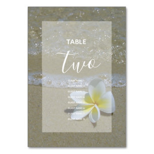Numéro De Table Plumeria Frangipani Sur Sable Mariages Nom