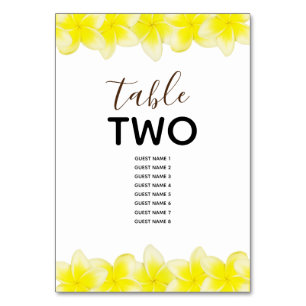 Numéro De Table Plumeria Jaune Frangipani Noms d'hôtes Mariages